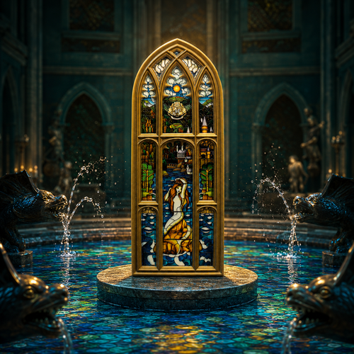 Harry Potter – Vetrata della Sirena del Bagno dei Prefetti (Il Calice di Fuoco) | Placca da Parete in Resina