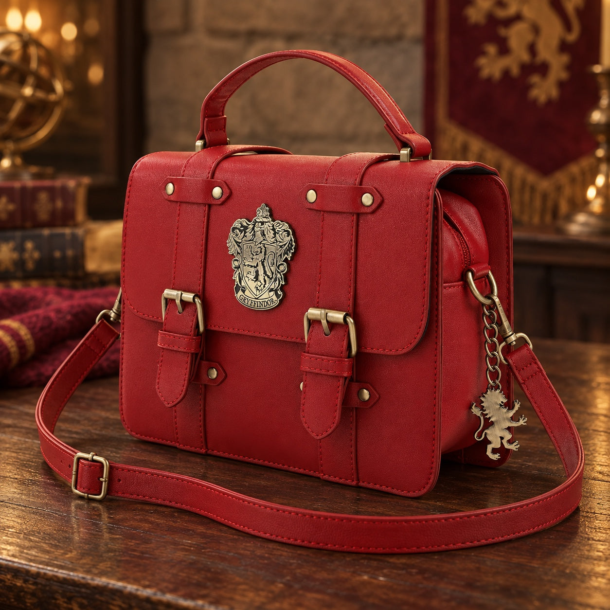 Borsa Grifondoro con tracolla regolabile e charm a forma di leone