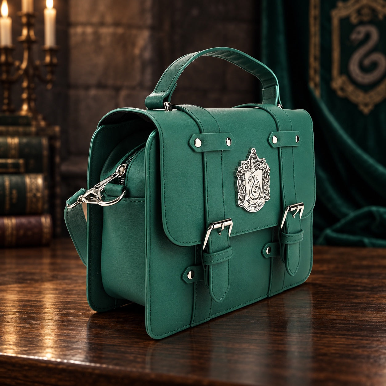 Borsa Serpeverde con manico superiore - vista laterale