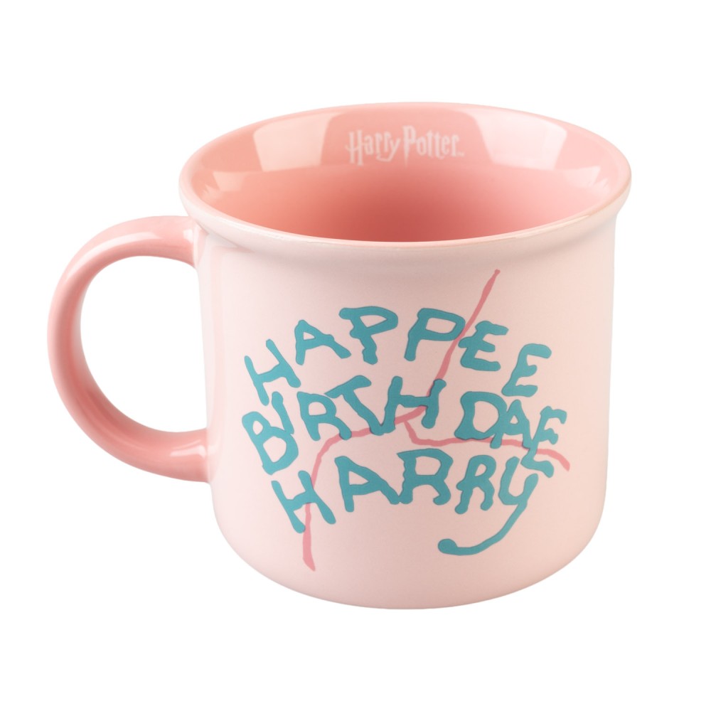 Tazza premium Harry Potter torta di Hagrid Happee Birthdae vista frontale
