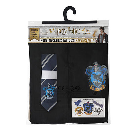 Harry Potter - Pacchetto costumi Corvonero : abito di stregone + cravatta + 5 tatuaggi