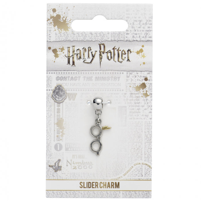 Charm - Silver Plated Lightning Bolt with Glasses