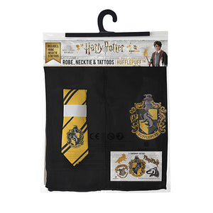 Harry Potter - Pacchetto costumi Tassorosso : abito di stregone + cravatta + 5 tatuaggi