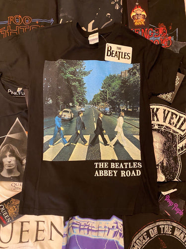 THE BEATLES UNISEX TEE: ABBEY ROAD & LOGO